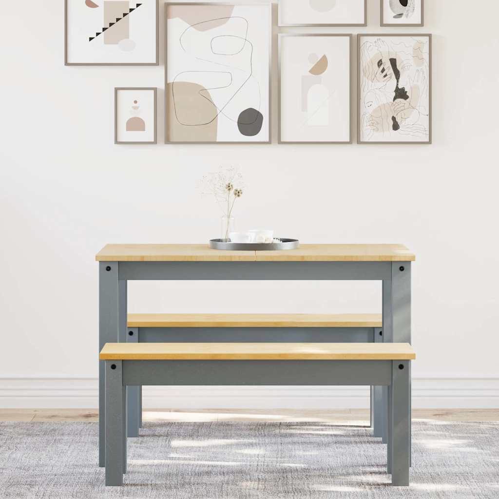 vidaXL 3-daļīgs pusdienu mēbeļu komplekts PANAMA, pelēka priedes koks