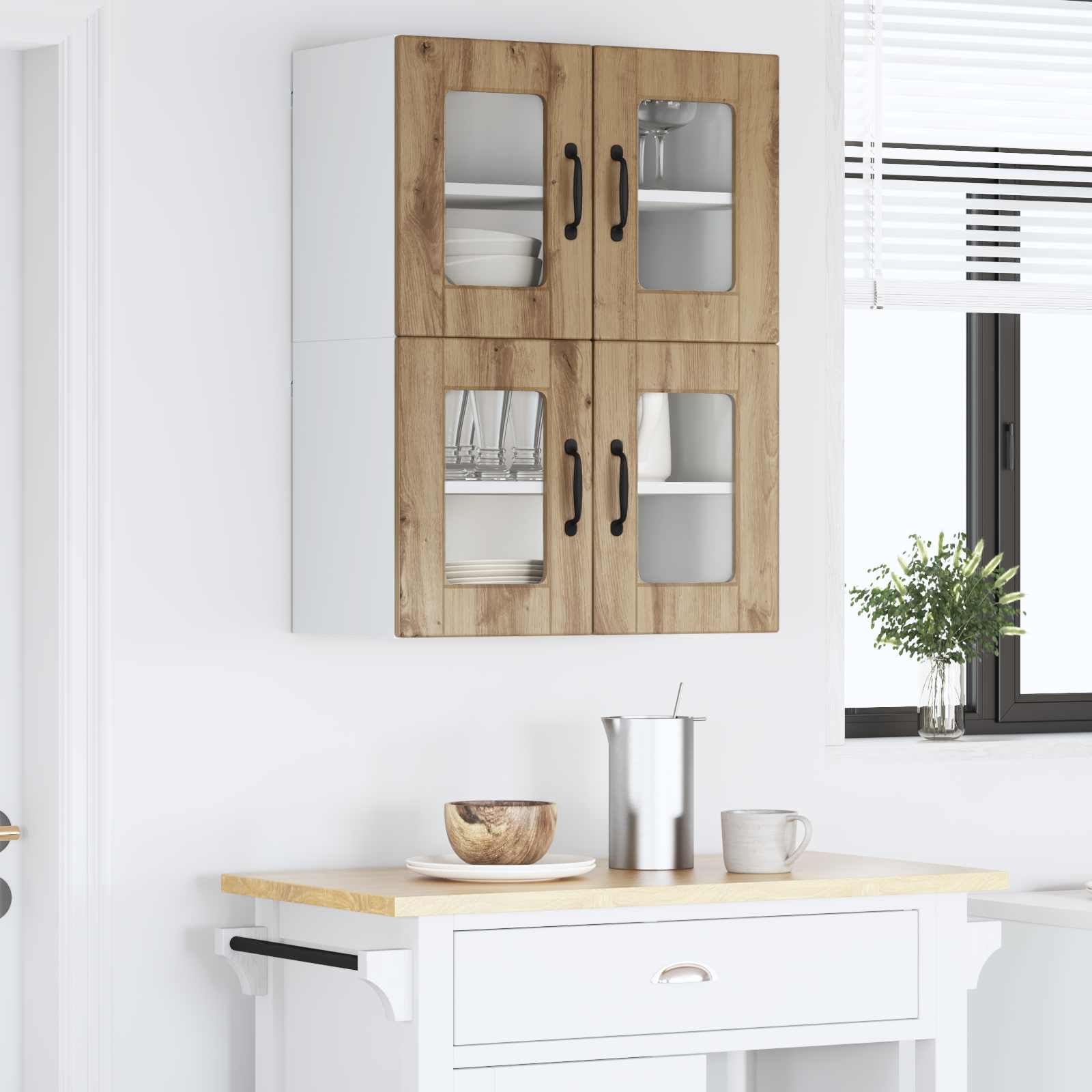 vidaXL Virtuves Skapis ar plauktu 2 pcs Artisānā ozols 60 x 31 x 40 cm